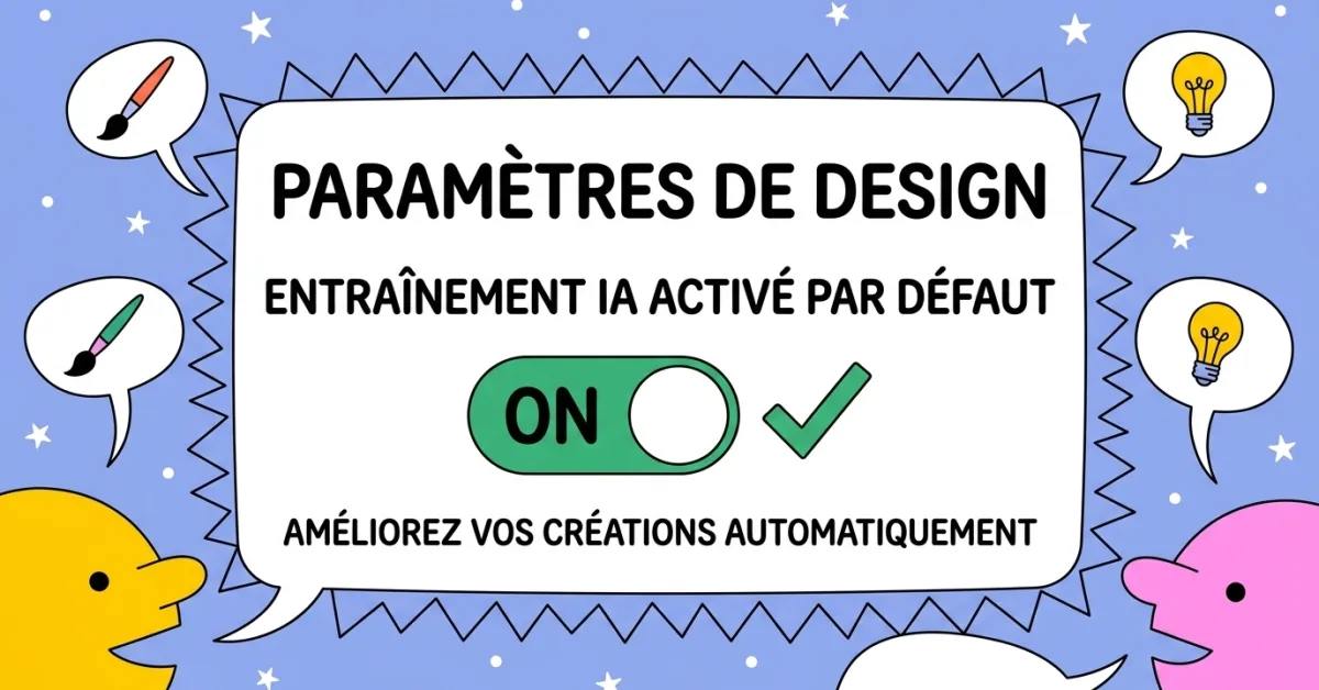 Écran d'une application de design affichant un réglage d'entraînement IA activé par défaut